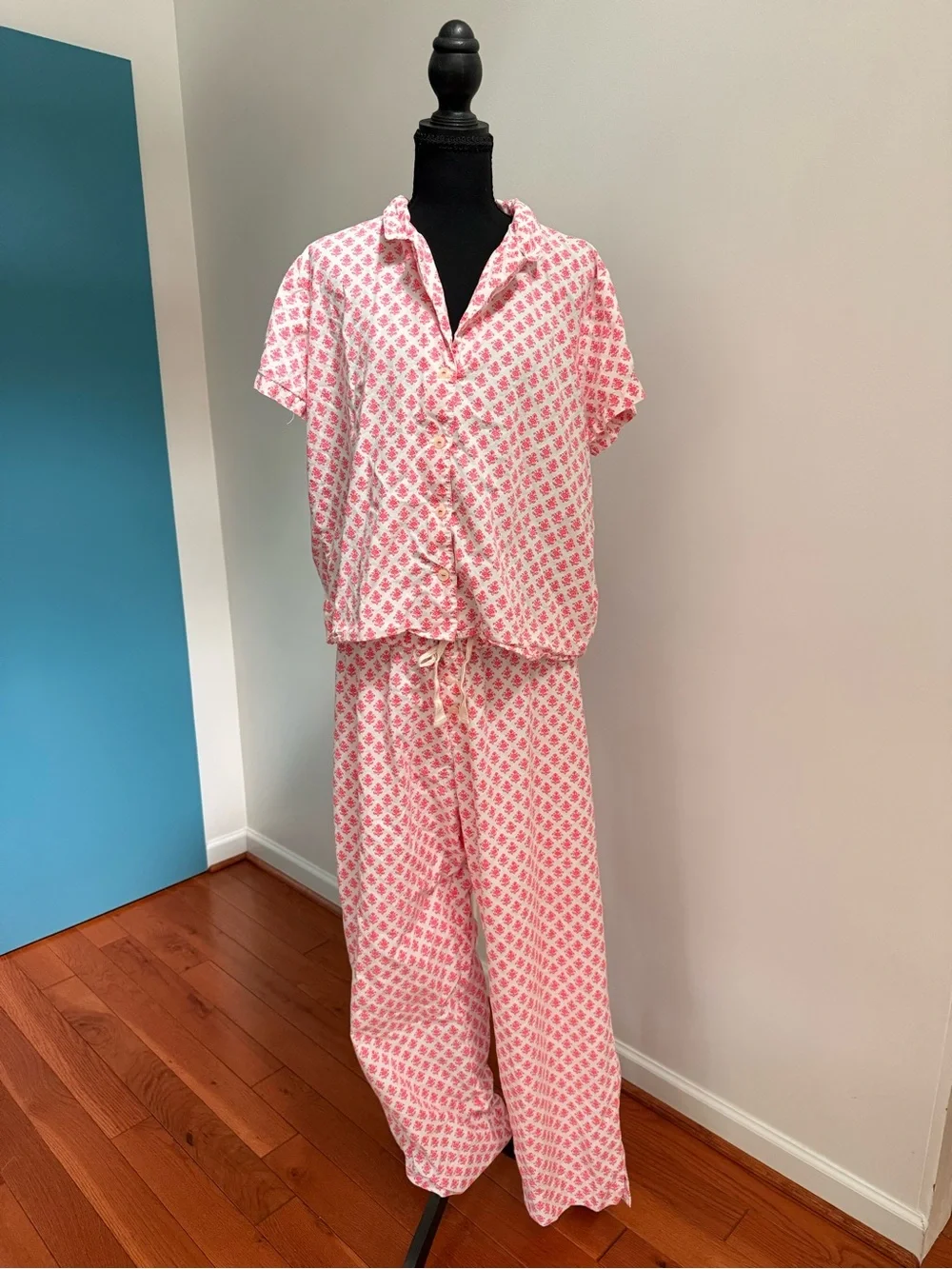 GAP Love 100% cotton Pink & White Floral Matching Pajama Set Sz Large